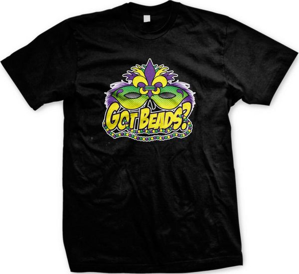 

got beads mardi gras new orleans fat tuesday louisiana bourbon st mens t-shirt, White;black