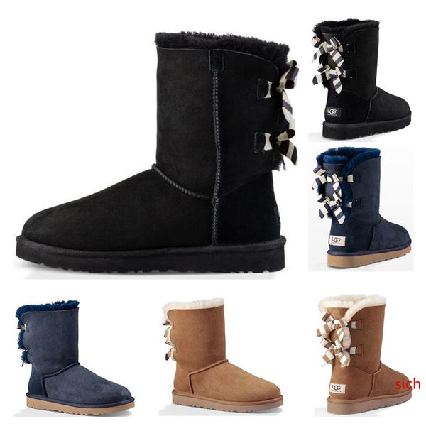 

new мода натуральной кожи ргд сапоги черный каштан серый женщин лодыжки снегоступы рука шерсти бейли луки люкс женщина сапоги на платформе u