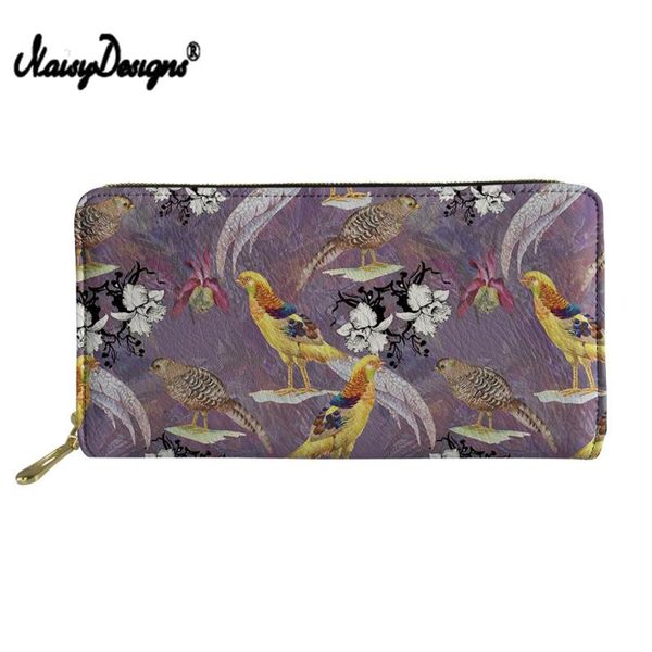 

noisydesigns women leather long wallet for women trendy fashion female id holder ladies zipper purse phone bags, Red;black