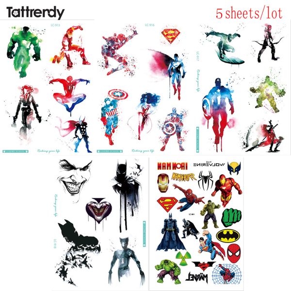 Acheter Tattrendy Ensemble De Tatouage Temporaire Super Héros Union Enfant Autocollant De Tatouage Flash 21 15cm Imperméable Coloré Captain America