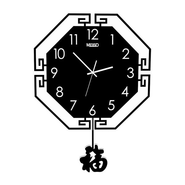 

chinese traditional style swingable wall clock modern design living room 3d hexagonal pendulum clock