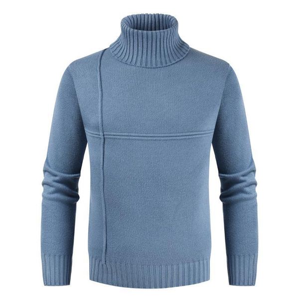 

men's casual fashion personality striped high collar solid color sweater, White;black