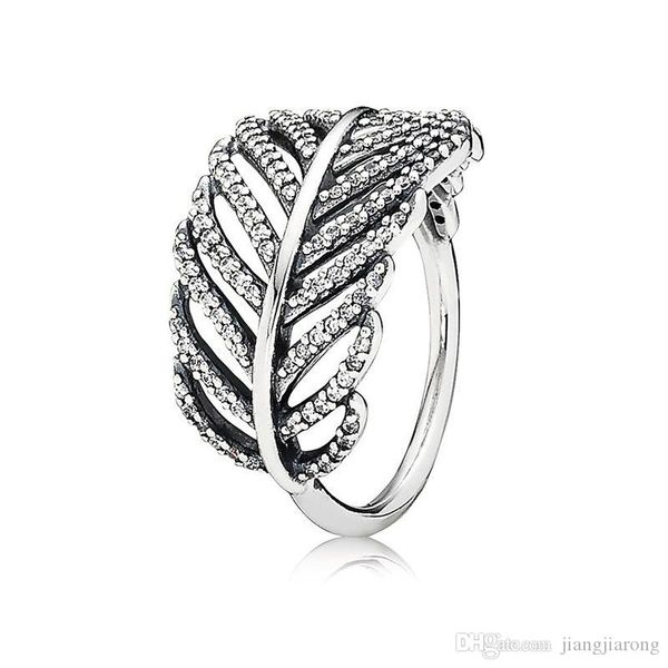 

zr142 shimmering feather ring ring women man size 6-9 big brand 925s silver ring diamond sell single lover christmas gift
