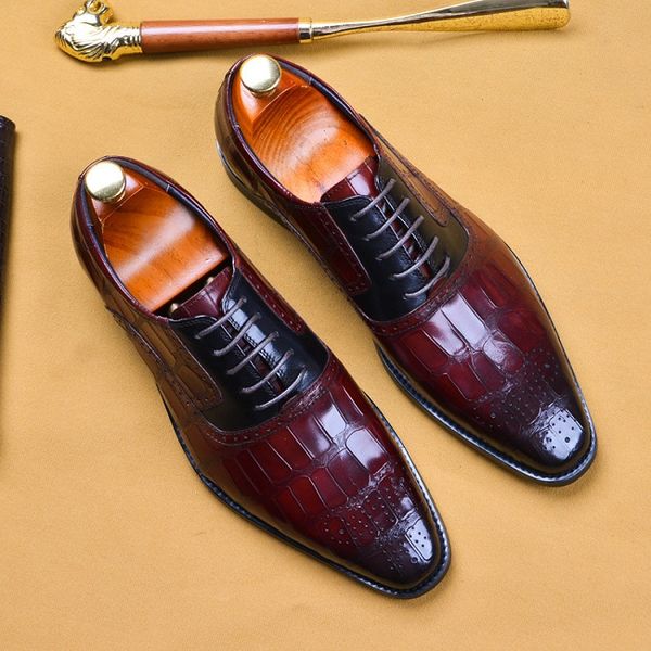 

men brogue shoes wedding party business men casual shoes 2019 vintage oxford, Black