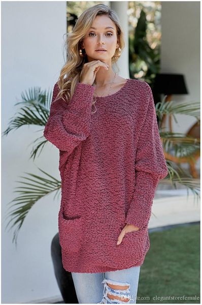 

fashion long sleeve womens sweaters designer solid color casual knitwer with pocket womens spring autumn clothing, White;black