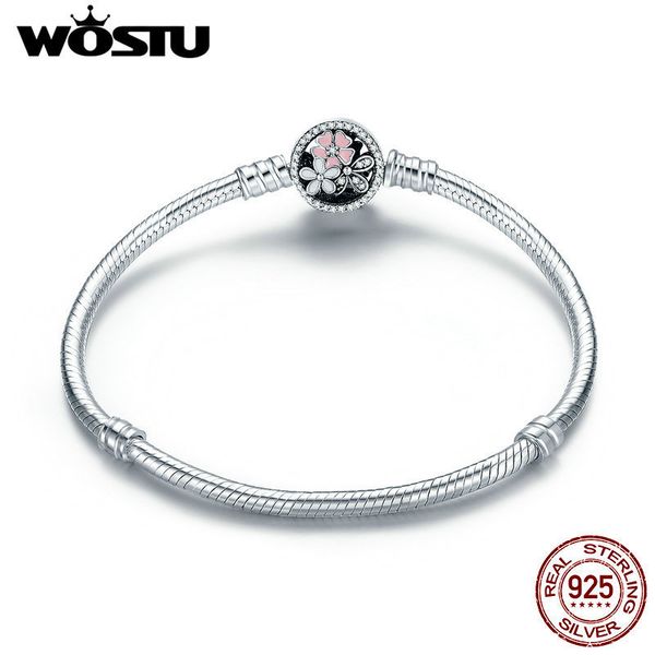 

wostu 100% 925 sterling silver poetic blooms bracelet & bangles for women fit diy charms beads original jewelry gift xchs919 c19042001, Golden;silver