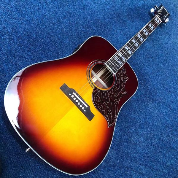 

2022 new acoustic acoustic guitar 41 inch fuchsia hummingbird + murloc eq, spruce mahogany side back, rosewood fingerboard inlaid shell