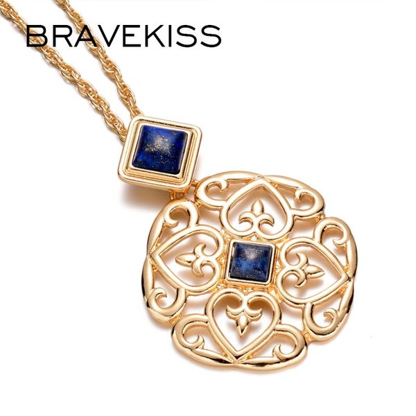 

bravekiss vintage gold color pendant necklaces natural stone alloy flower necklace 2019 unique charm women jewelry gifts pn0233, Silver