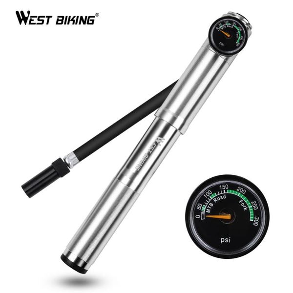 

west biking cycling bike air pump 300 psi high pressure aluminum alloy tyre tire inflator bicycle pump with gauge bike pumps