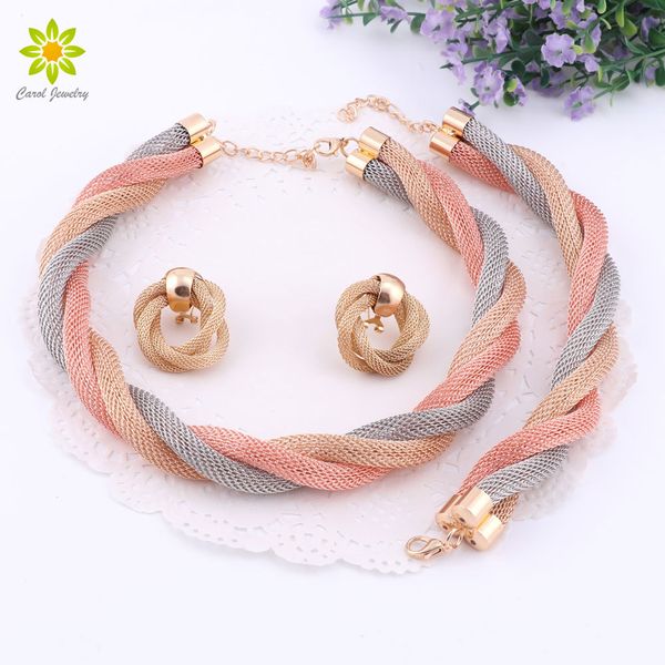 

new fashion exaggerated big choker vintage chunky statement chain necklace bracelet earrings jewelry sets accessories, Slivery;golden