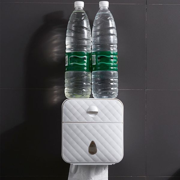 

bathroom waterproof tissue box plastic bath toilet paper holder wall mounted paper storage box double layer dispenser