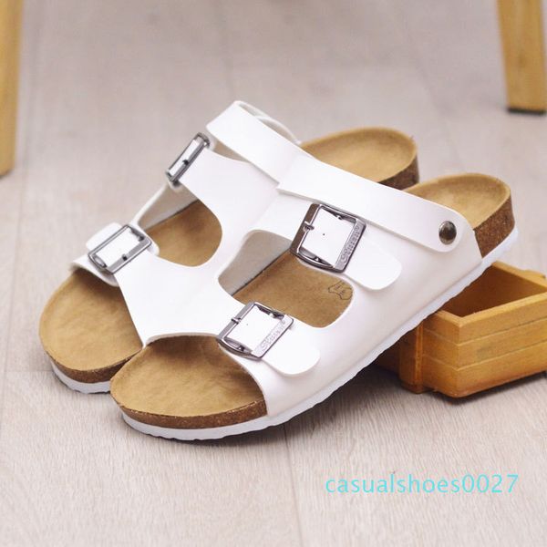

new summer beach cork slippers sandals casual double buckle sandalias women men slip on flip flops flats shoes c27, Black