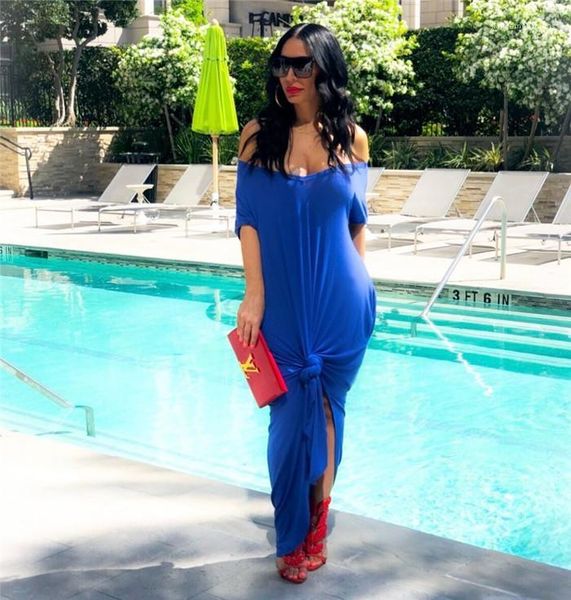 

neck short sleeve dresses asymmetrical ankle length bohemian dress fashion cacual summer dresses womens split slash, Black;gray