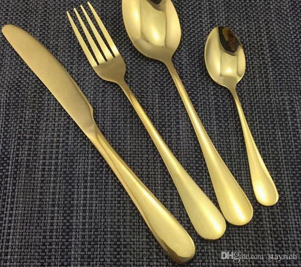 

stainless steel gold dinnerware cutlery dishwasher tableware knife fork teaspoon cutlery set tableware 4 piece set