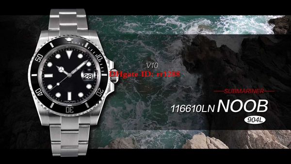 

2019 new version n 116610 watch v10 904l cal.3135 automatic mechanical ceramic bezel 40mm 116610ln diving swimming mens watches wristwatches, Slivery;brown