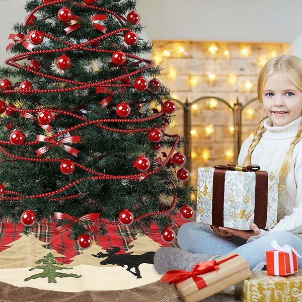 

105cm merry christmas tree skirts blanket carpet gift new year decoration aprons xmas santa plaid cloth applique ornaments