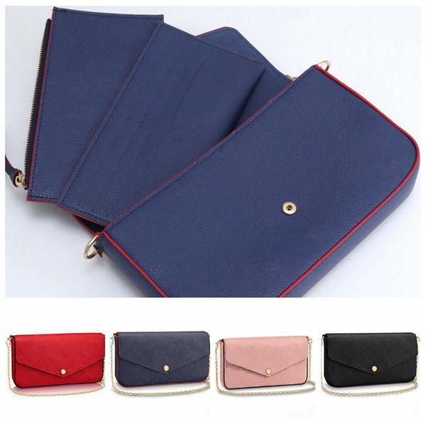 

classic evening bags fashion design simple envelope bag chain coining flowers shoulder bag mobile card holder wallet 3 piece set