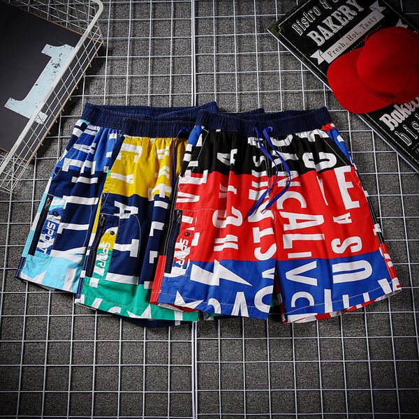 

men's shorts 2020 new arrival summer men fashion print thin short pants casual mens loose knee length beach shorts 6 styles size -3xl, White;black