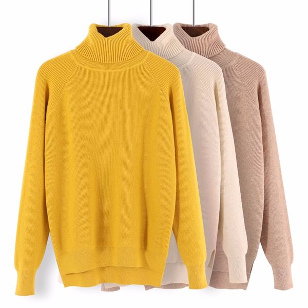 

gigogou loose turtleneck women autumn winter sweater thick warm pullover and sweater soft long sleeves jumper femme pull, White;black