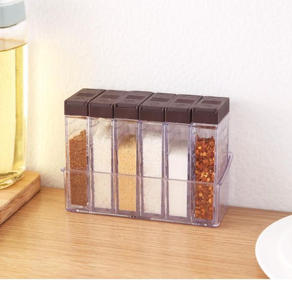 

6 pieces seasoning rack spice pots acrylic seasoning box storage container condiment kitchen accessorie pepper spice jar set new