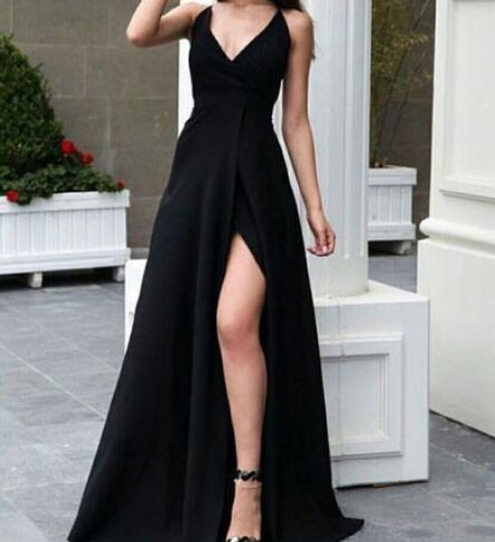 

spaghetti straps split side long prom dresses for women under 100, Red