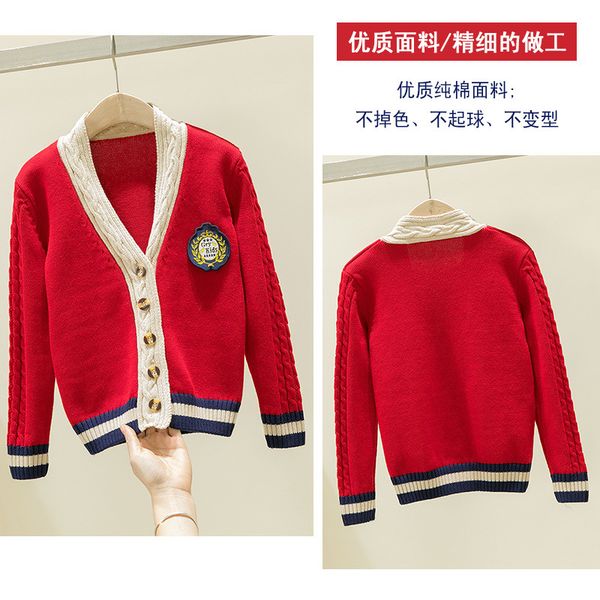 

spring autumn winter childrenswear children's cardigan men and women school uniform kindergarten suit business attire pure cotto, Blue