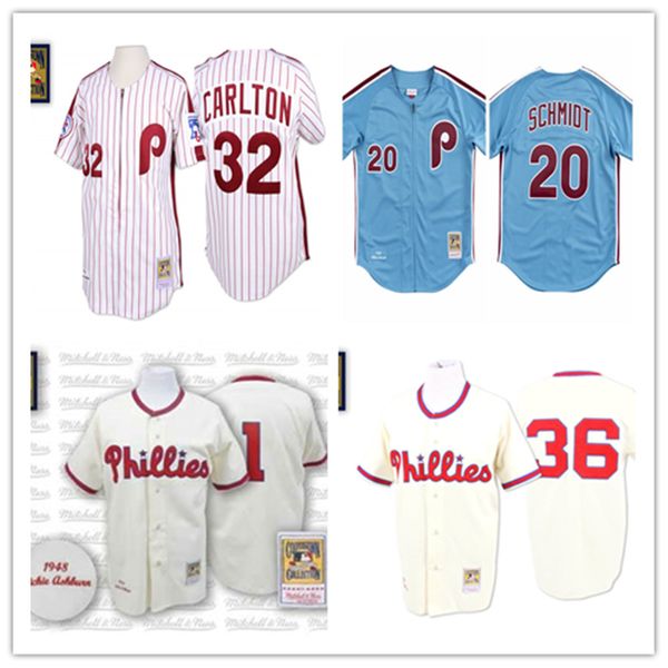 

Philadelphia Mike Schmidt Phillies Jersey Steve Carlton Richie Ashburn Robin Roberts Mitchell & Ness Cooperstown Baseball Jerseys
