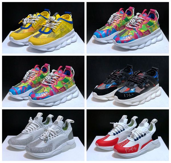 

2020 new luxury designer versace chain reaction shoes tessuti+vitello men women sneakers snow leopard suede leather fashion trainers