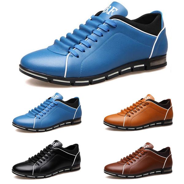 

горячие продаж люди вскользь кожаные ботинки черного красного каштан светло-синих моды мужских кроссовок плоских обуви на открытом воздухе х, Black