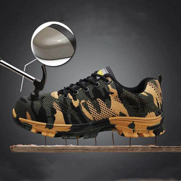

men's breathable steel toe work safety shoes men's outdoor non-slip steel puncture waterproof construction safety casual shoes