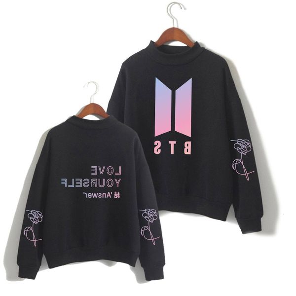 

bulletproof shirt bts juvenile group new album love yourself answer high collar sweater t shirts, Black