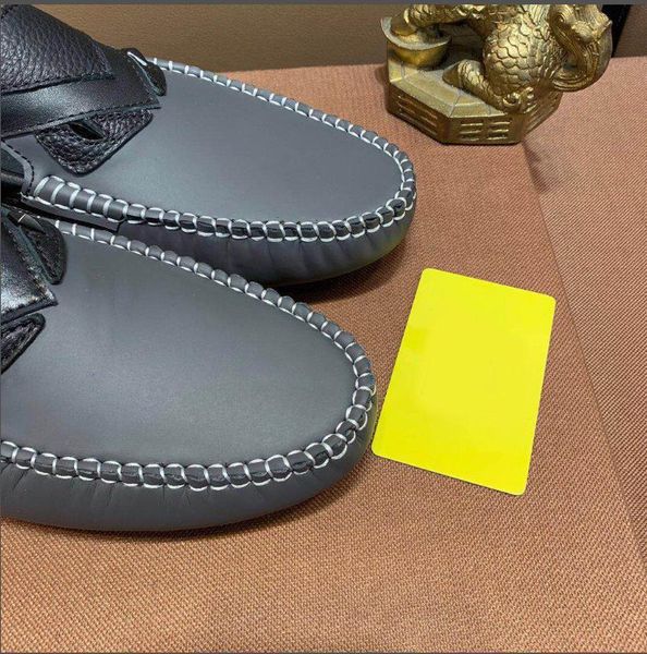 

2019 new fashion sleeve platform luxury summer breathable waterproof non-slip round head leather mens designer gray shoes l03, Black