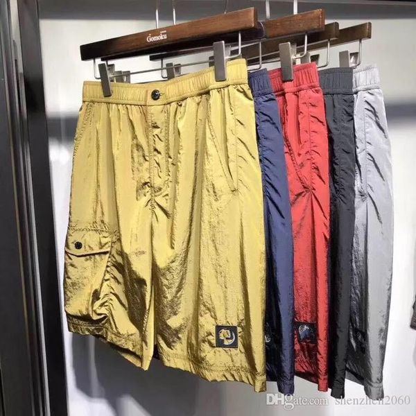 

trendy nylon metal simple hipster pants for men and women double-layer five-quarter shorts baggy simple shorts, White;black