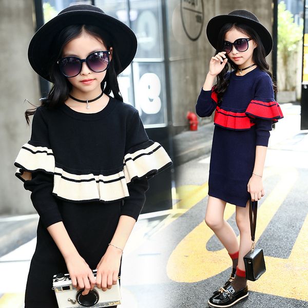 

children's clothing autumn new pattern girls knitting sweater upper garment, Blue