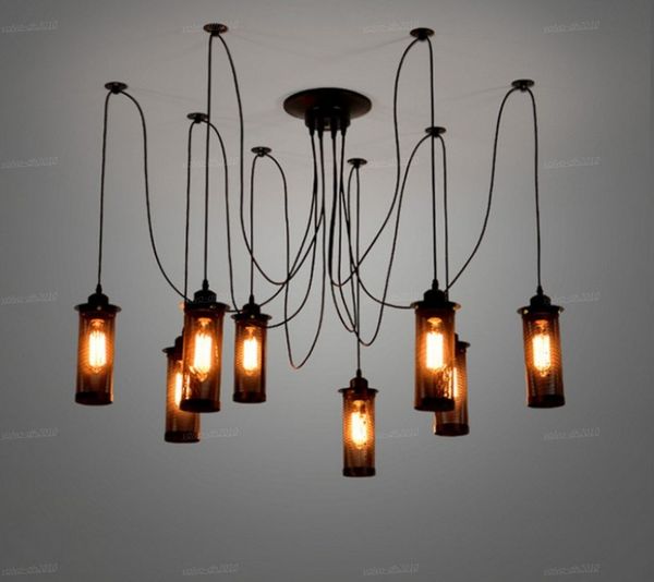 

mordern nordic retro edison bulb light chandelier vintage loft antique adjustable diy e27 art spider ceiling lamp fixture light llfa