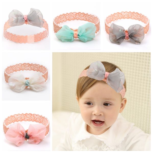 

lovely newborn baby girl headband lace bows kids turban baby hair accessories hair band headbands for girls haarband, Slivery;white