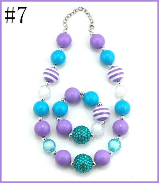 

60set baby necklace baby girl bead bracelet children necklace girl chunky jewelry little, Slivery;white