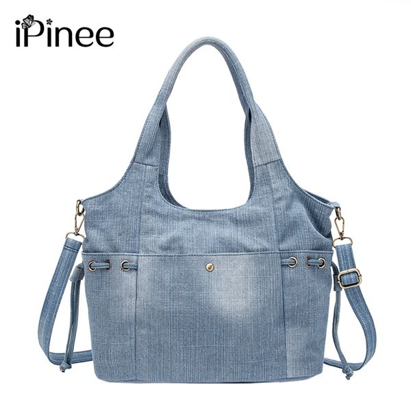 

ipinee women denim handbags casual blue tote bags 2020 new feminine crossbody bag handle