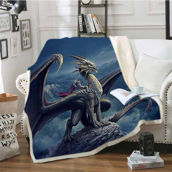 

cartoon jurassic dinosaur series throw blanket plush fleece warm soft fantasy flying dragon pattern sofa bed blanket for guy kid