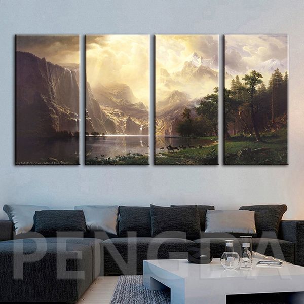 

canvas home decor painting wall art mountain scenery pictures hd prints groups of animals poster modular framed for living room