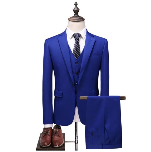 

2019 new style blue wedding suits men casual blazer men's business party good quality prom suits men 3 pieces jacket pants vest, White;black