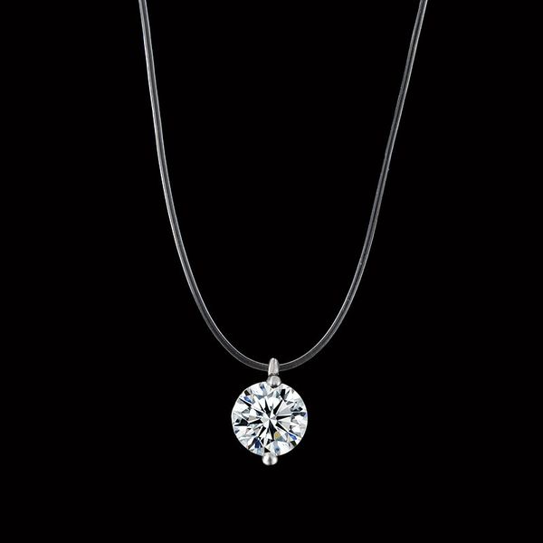 

new transparent fish line necklace female clavicle chain invisible zircon mermaid tears fish bone pendant simple necklace n24, Golden;silver