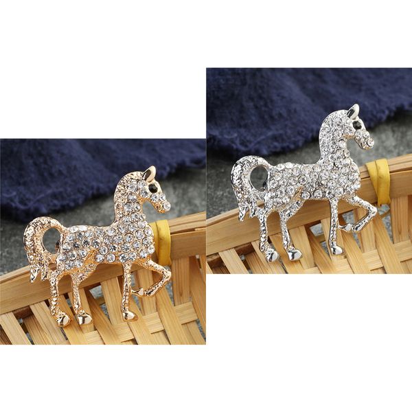 

2pcs rhinestone women mens animal horse breastpin brooch pin custome jewelry, Gray