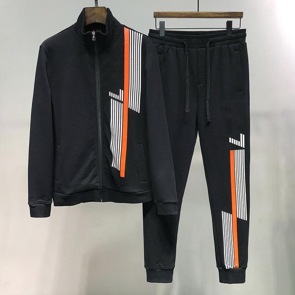 

ea mens designer tracksuit italian brand tracksuit luxury fabric sport line sweatsuit warm zipper joggers track suit, Gray