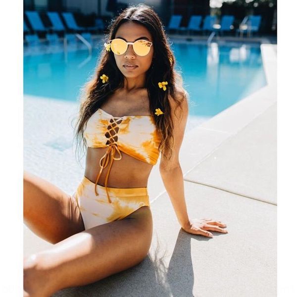 

2020 women's split high waist tie 2020 swimsuit women's swimsuit bikini split high waist tie bikini, White;black