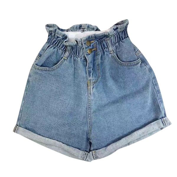 

women jeans streetwear bandage denim plus size jeans ladies flower bud pure and fresh leisure solid color short pants 19jul26, Blue