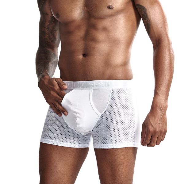 

jockmail men's underwear, pure modal mesh soft and breathable boxer briefs, 3d three-dimensional cut size solid color classic boxers, Black;white