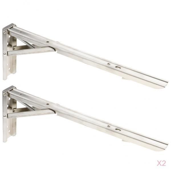 

2 pairs movable folding 14\" shelf bracket stainless steel corner brace joint