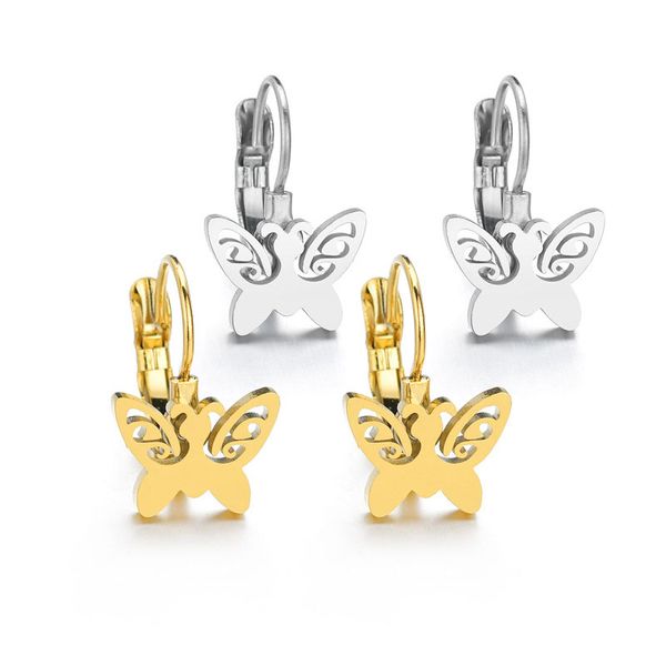 

clip-on & screw back doreenbeads fashion stainless steel ear clips for women earrings gold butterfly animal jewelry charms 10mm x 10mm, 1 pa, Silver