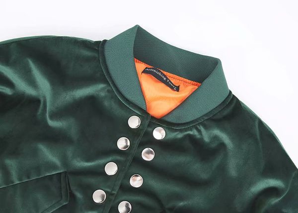 

2018 winter new style versatile buckle slim fit velvet thick pilots jacket europe and america short jacket women's fashion cotto, Black;white